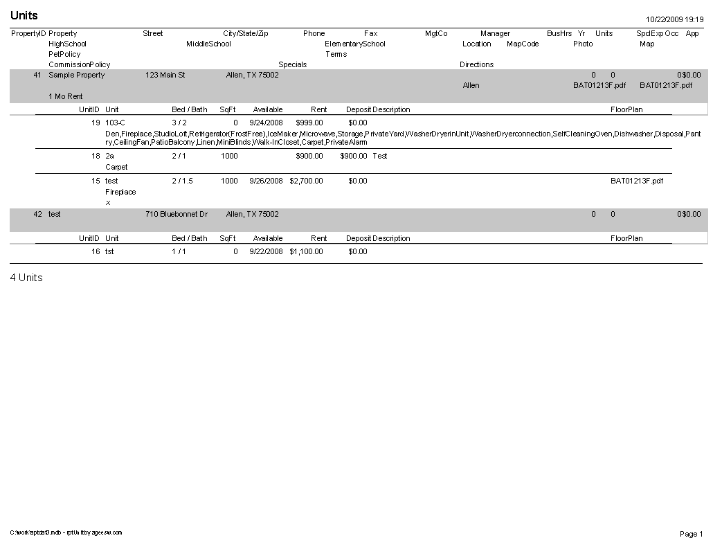 Apartment Referral database units that match renter preference