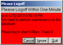 Close database for maintenance after warning users
