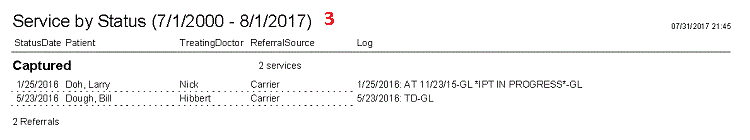 Sample Access report with date range in title