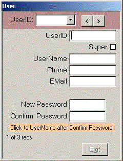 Enter password on user form when adding new users to secured database
